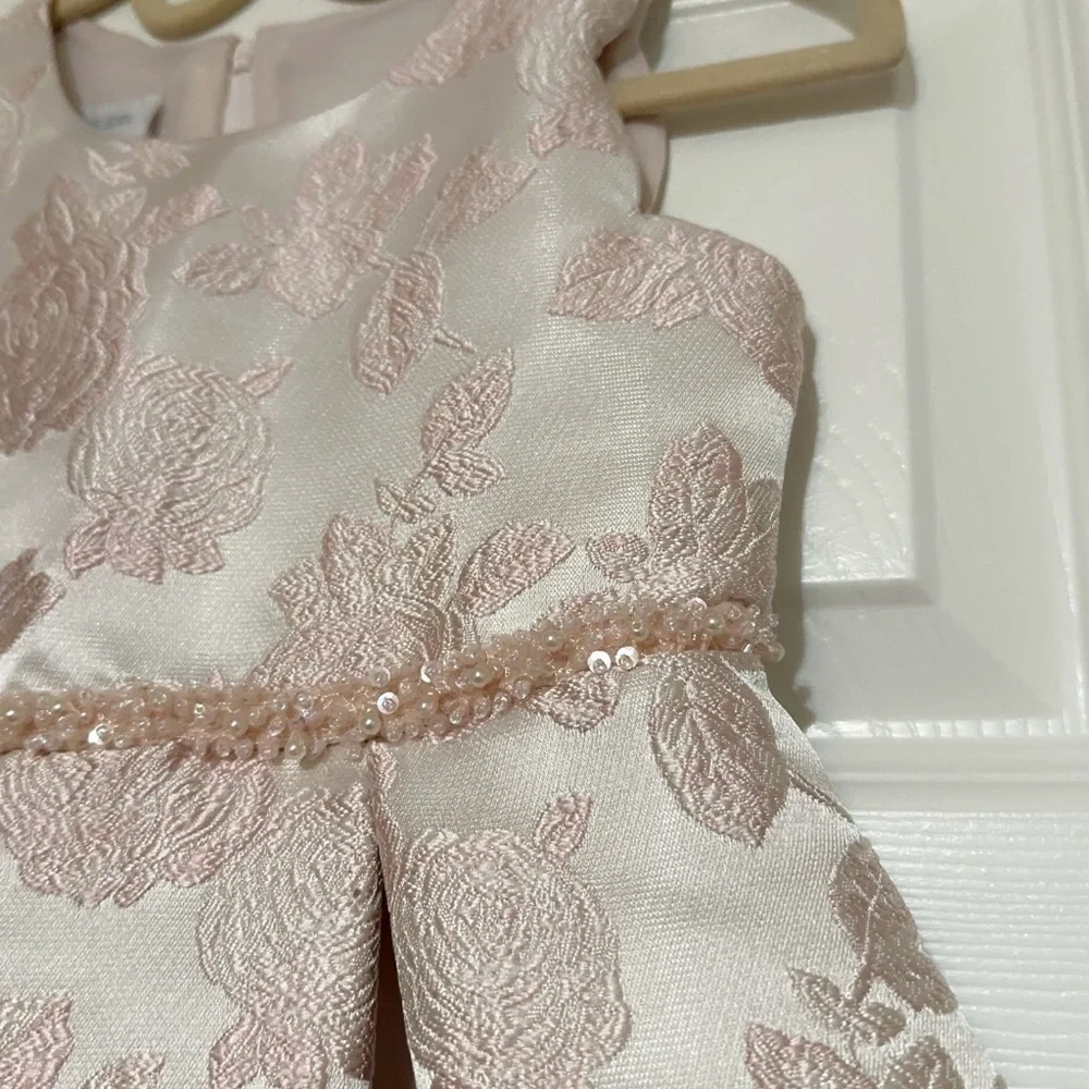Bonnie Jean Light Pink Floral Jacquard Dress